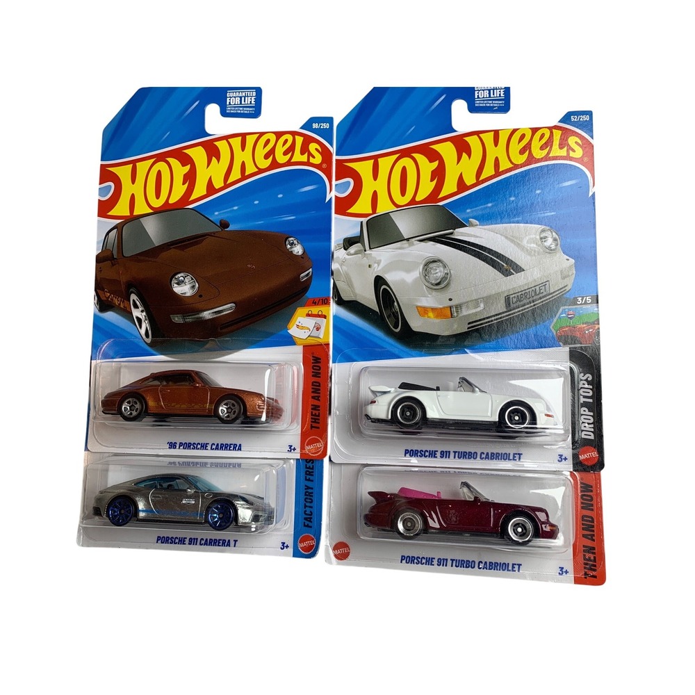 Hot Wheels Porsche 911 Set 96 Carrera Carrera T Turbo Cabriolet Zamac 4 Lot